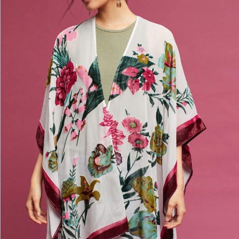 Anthro Velvet Ruana Kimono
